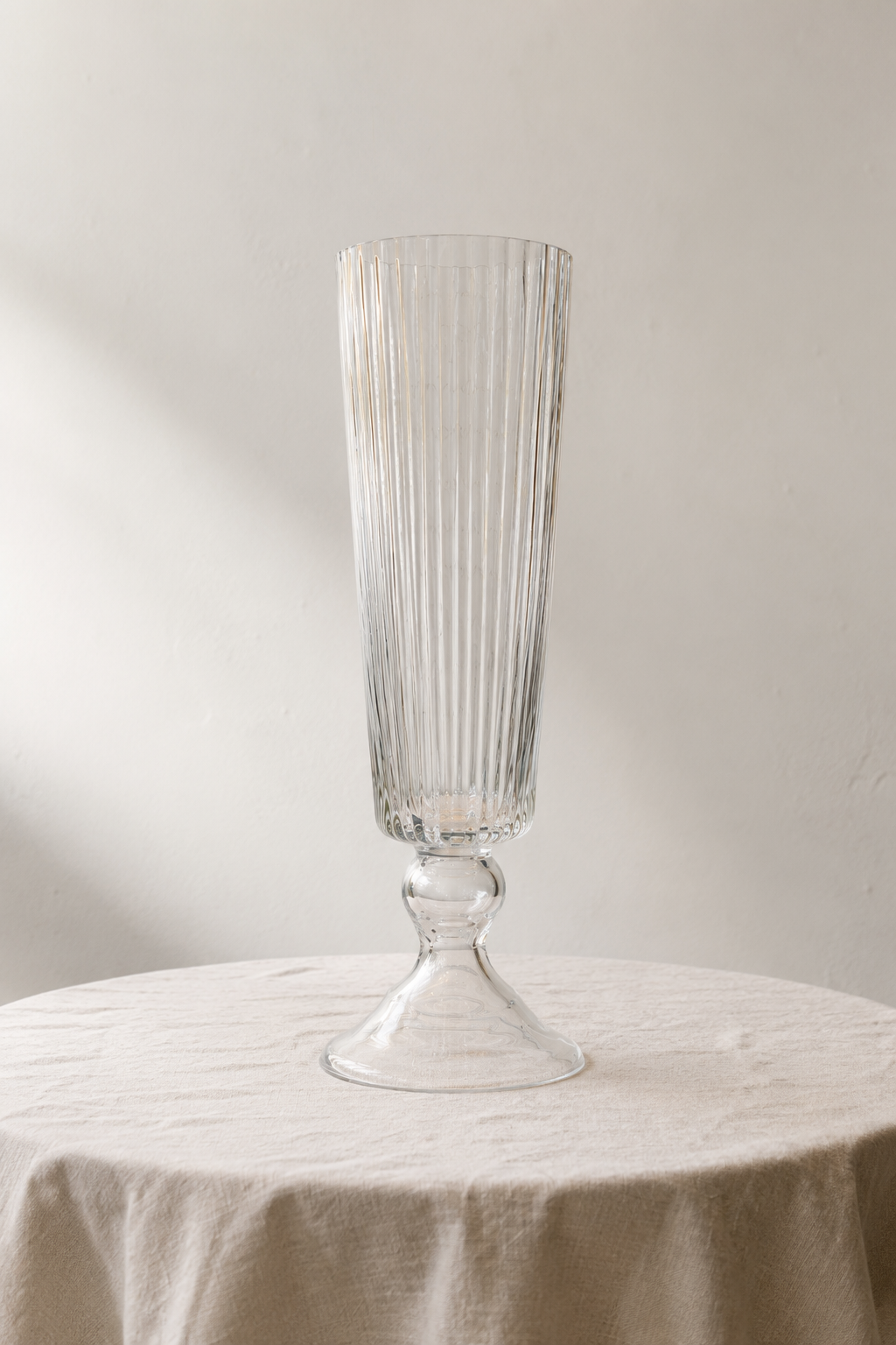 Ribbed Glass Trumpet Vase
