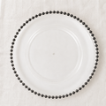 Clear Acrylic Plate Charger with Black Detailed Rim