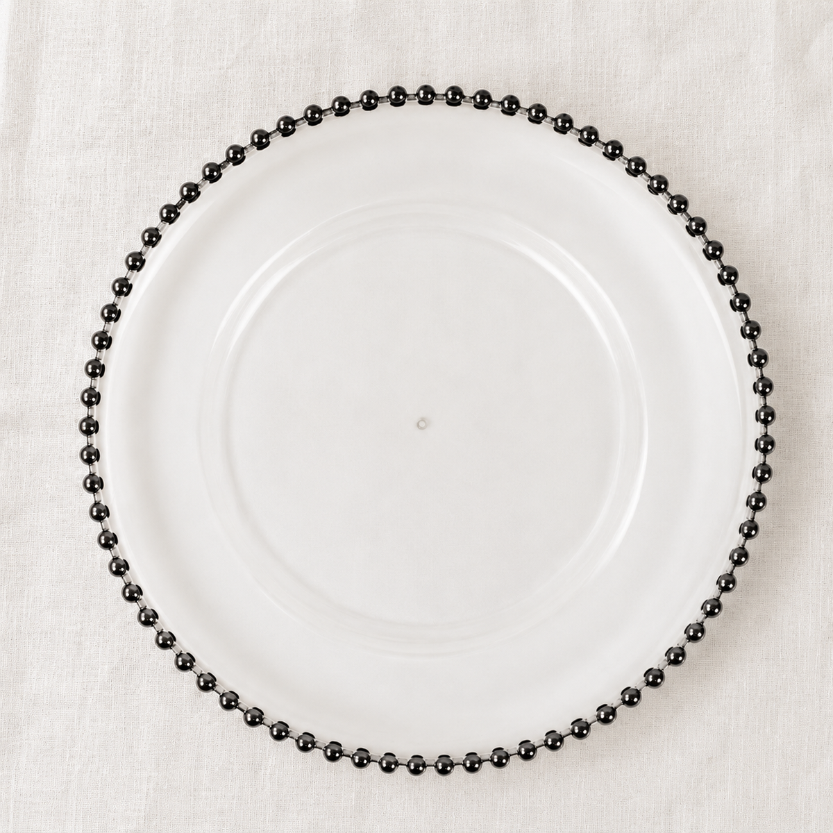 Clear Acrylic Plate Charger with Black Detailed Rim