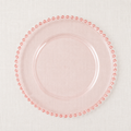 Pink Acrylic Plate Charger with Beaded Rim