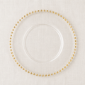 Clear Acrylic Plate Charger with Gold Beaded Rim