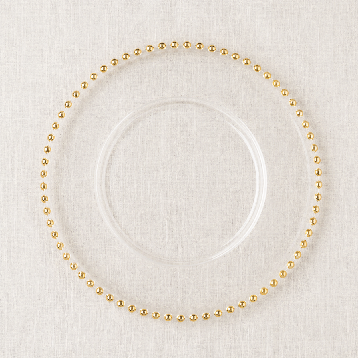Clear Acrylic Plate Charger with Gold Beaded Rim
