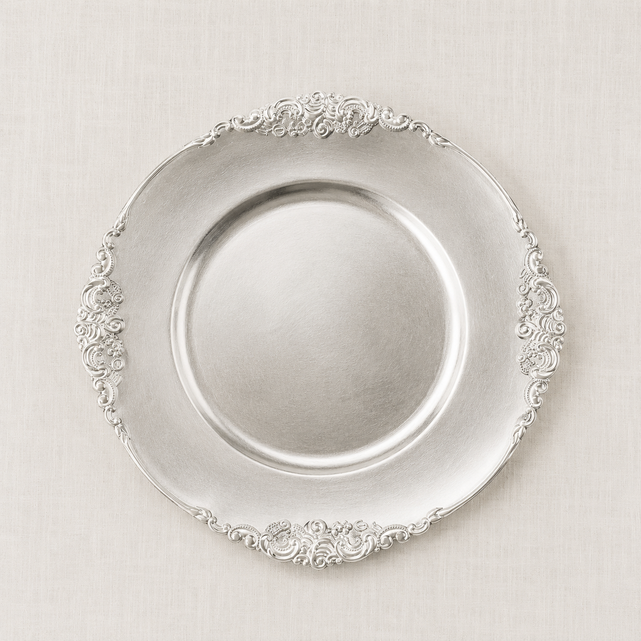Silver Vintage Ornate Plate Charger