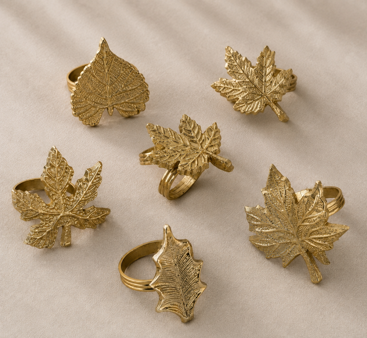 Gold Fall Leaf Napkin Rings