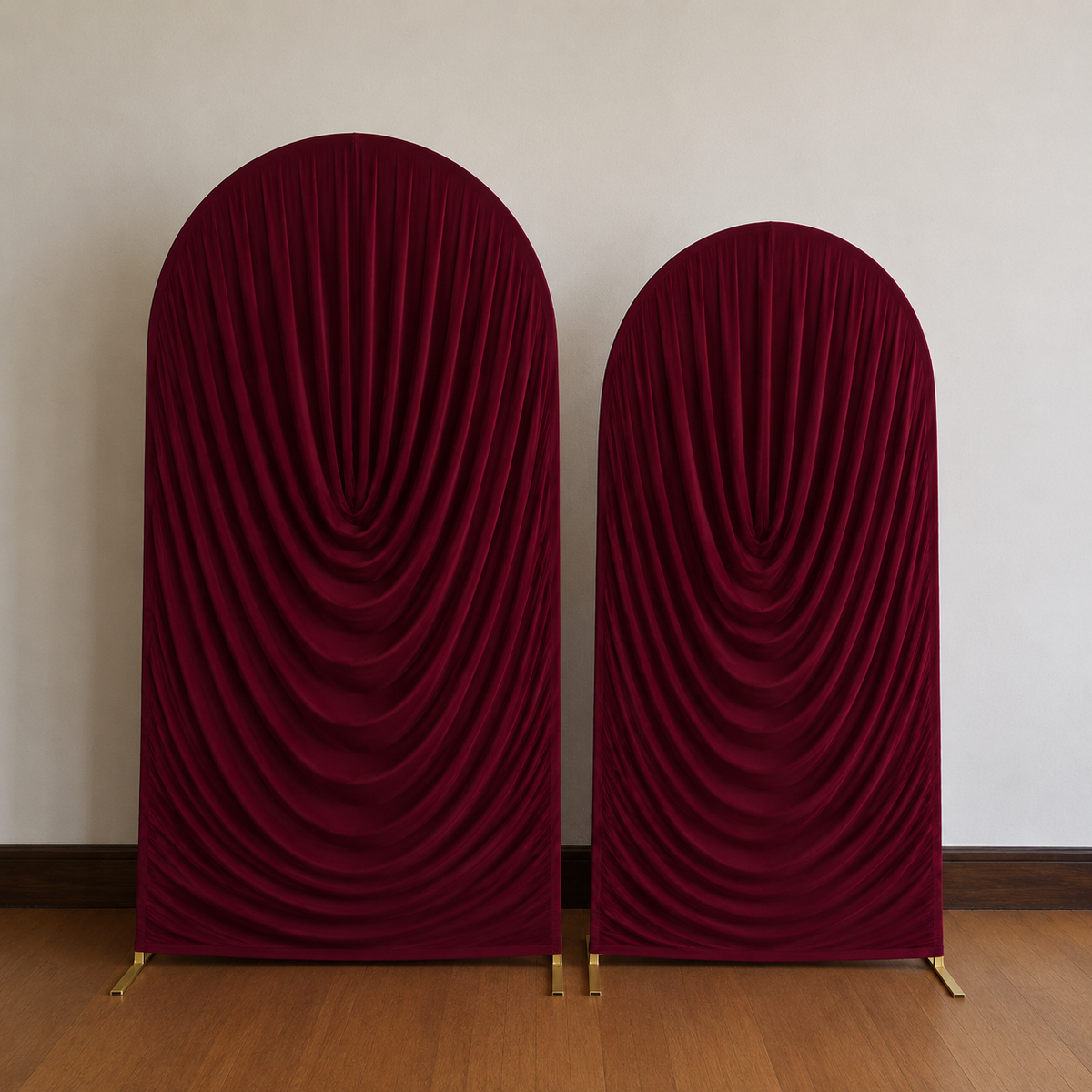 Deep Burgundy Draped Arch Backdrop