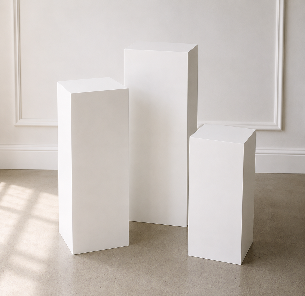 Smooth Square Display Pedestal Trio
