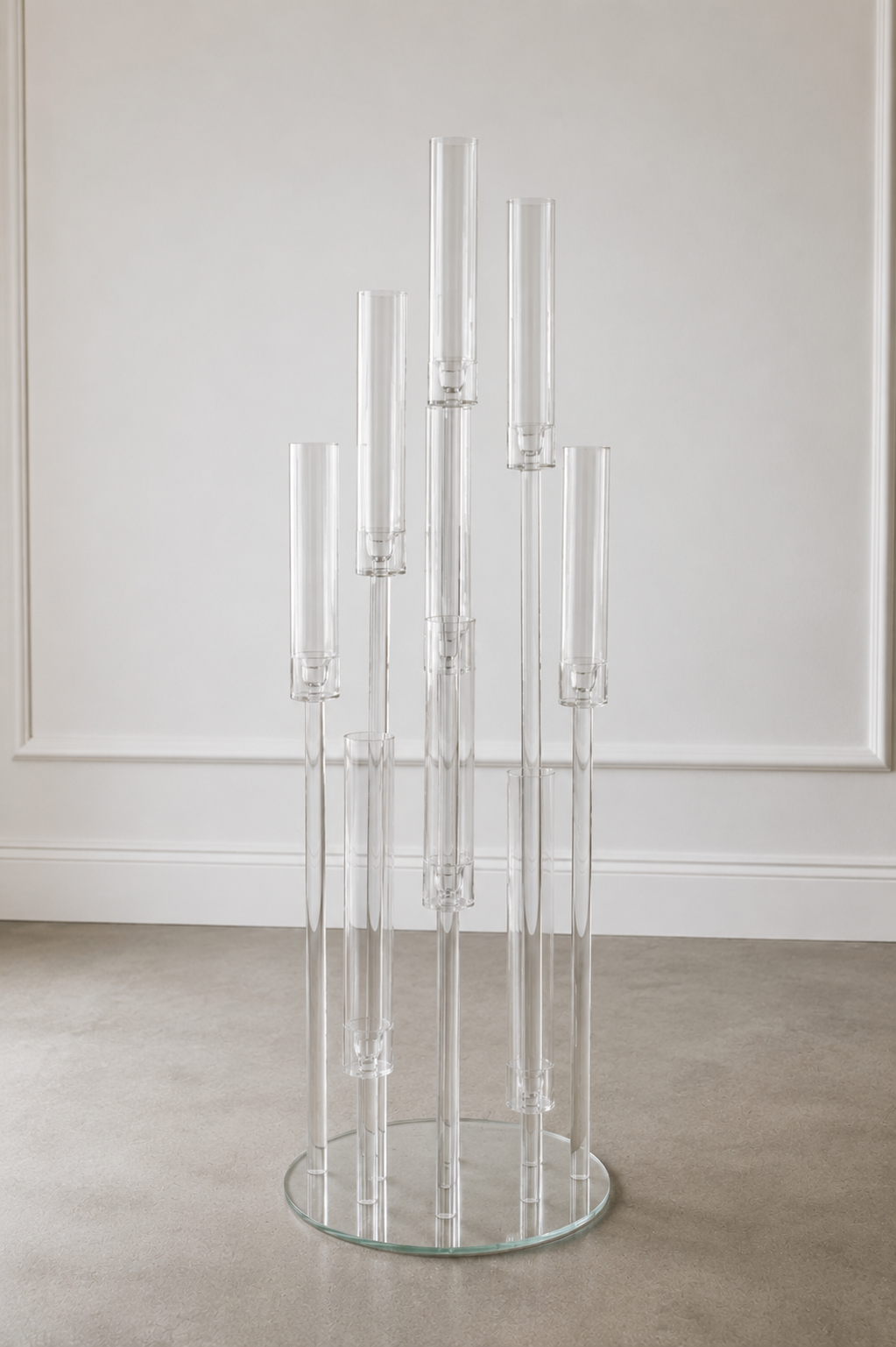 Clear Acrylic 10-Head Floor Taper Candle Holder