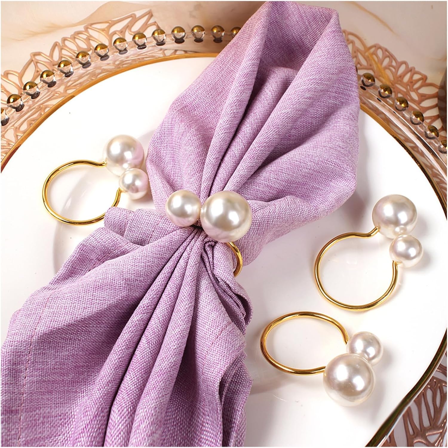 Gold Pearl Napkin Ring